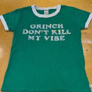 PINK Victoria's Secret Green Tee with Playful Design